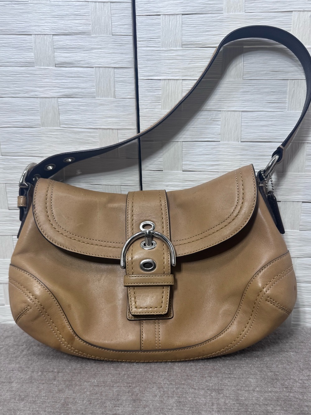Coach Women’s Tan  SoHo  Buckle Flap Leather Shoulder Bag